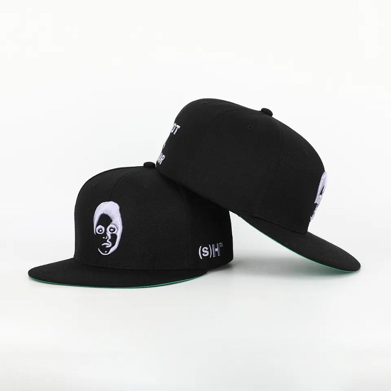 Egyéni 6 panel fekete akril zárt hátsó flex fickó gorras sapka felszerelt kalap 3D hímzés logó zöld alulteljesítő hip hop snapback sapka