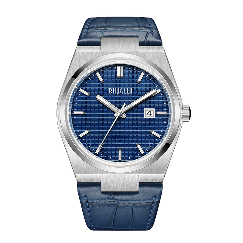 Baogela 40 mm -es férfiak üzleti figyelése kvarc sport alkalmi valódi bőr karóra 50tm vízálló férfi óra relogio masculino 22802