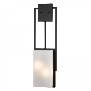 Hospitality Hotel Wall Sconce matt fekete kivitelű és téglalap alakú akril árnyékkal a szállodában tipikus folyosón