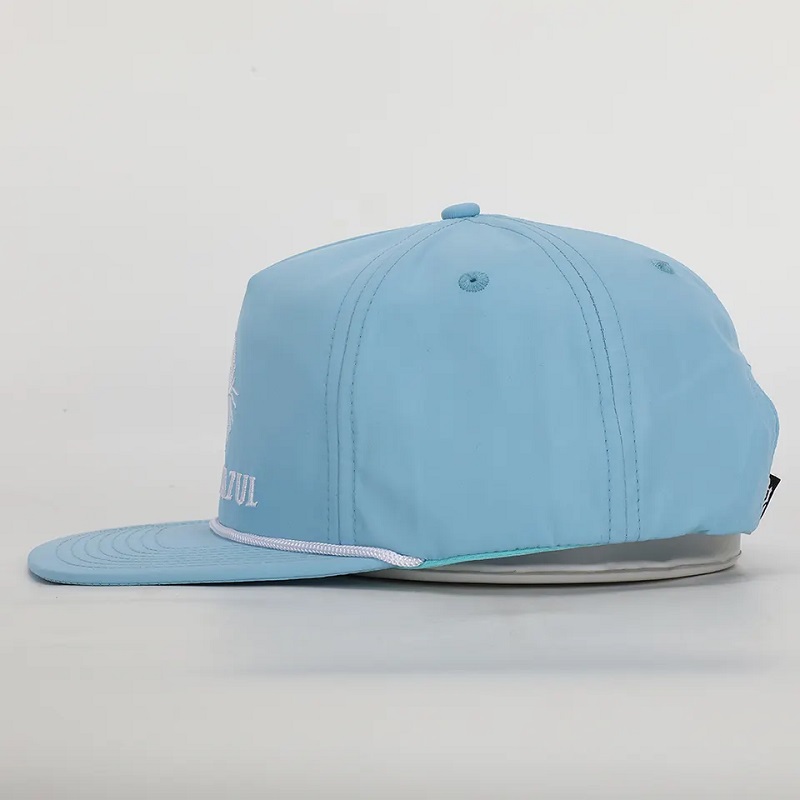 OEM egyedi kiváló minőségű 5 panel lapos számla Gyors száraz hímzés logo Snapback sapka, klasszikusnylon strukturált kötél kalap