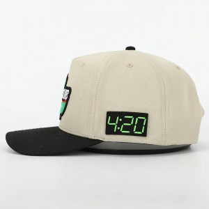 OEM egyedi 5 panel ívelt karimás pamut baseball sapka, középső profilú sport gorras, 3D -s puff hímzés logó strukturált apa kalap
