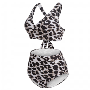Leopardnyomtatási heveder plusz méretű fürdőruhák