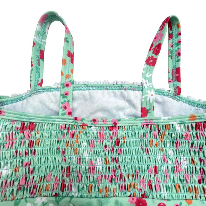 Virágosnyomtatások egyrészes shirr gyerekek fürdőruháit