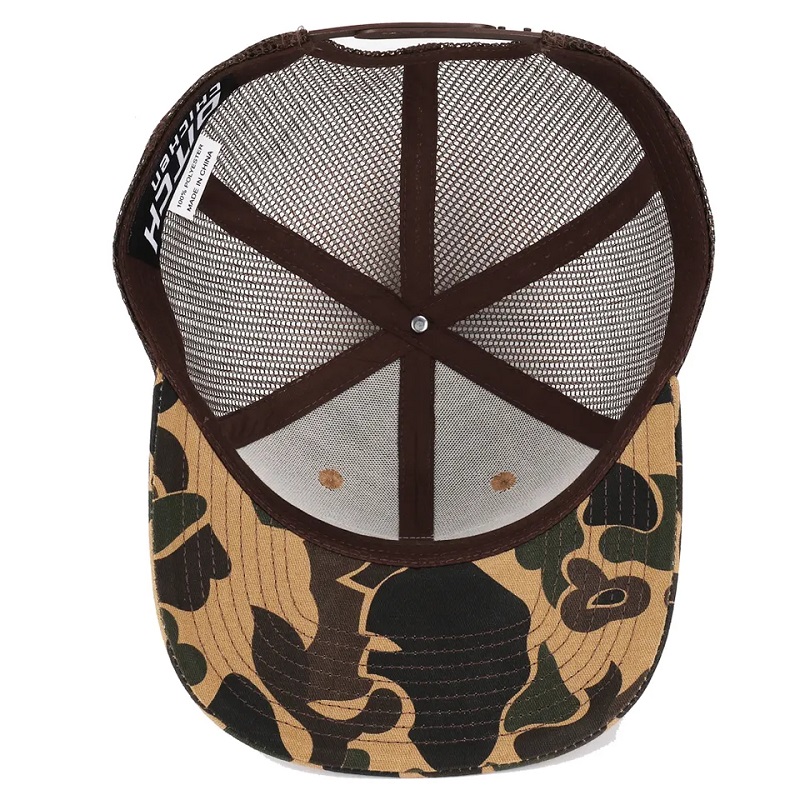Egyedi kacsa barna camo camo snapback háló javító logó 6 panel richardson 112 teherautó sapka kalap