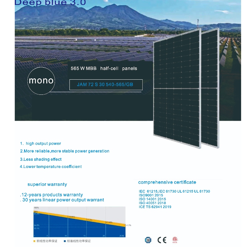 Nagy hatékonyság 540-555 W fotovoltaikusnapenergia-modul panel rendszer online eladás