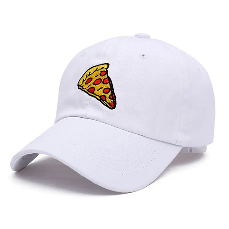 Új pizza hímzés apa sapka teherautó pamut kalapnők férfiaknak állítható méretű baseball sapka kültéri sportnap kalap