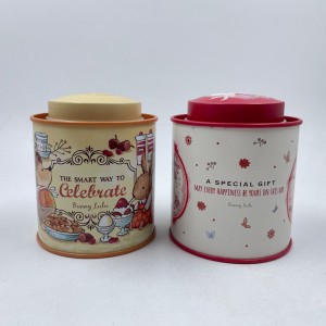 Ónlemez kerek tea caddy cukorka snack csomagoló doboz ón doboz