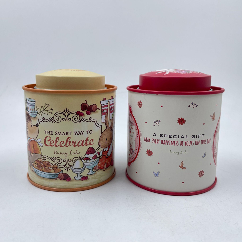 Ónlemez kerek tea caddy cukorka snack csomagoló doboz ón doboz