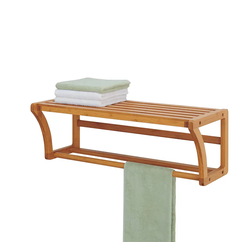 Bambuszfal -szerelő polc törülközővel