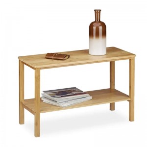 Nappali természetes barna téglalap alakú bambusz dohányzóasztal tárolóhelyiséggel