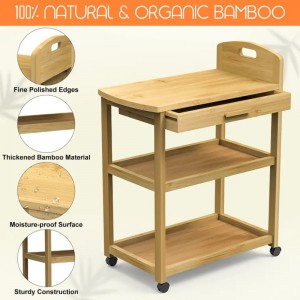 Nyitott polc a bolti ételkészítményhez kocsik bambusz tároló polcautó