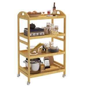 A gördülő többcélú tárolómenedzsment jármű tartós és könnyen mozgatható bambusz tárolóautó