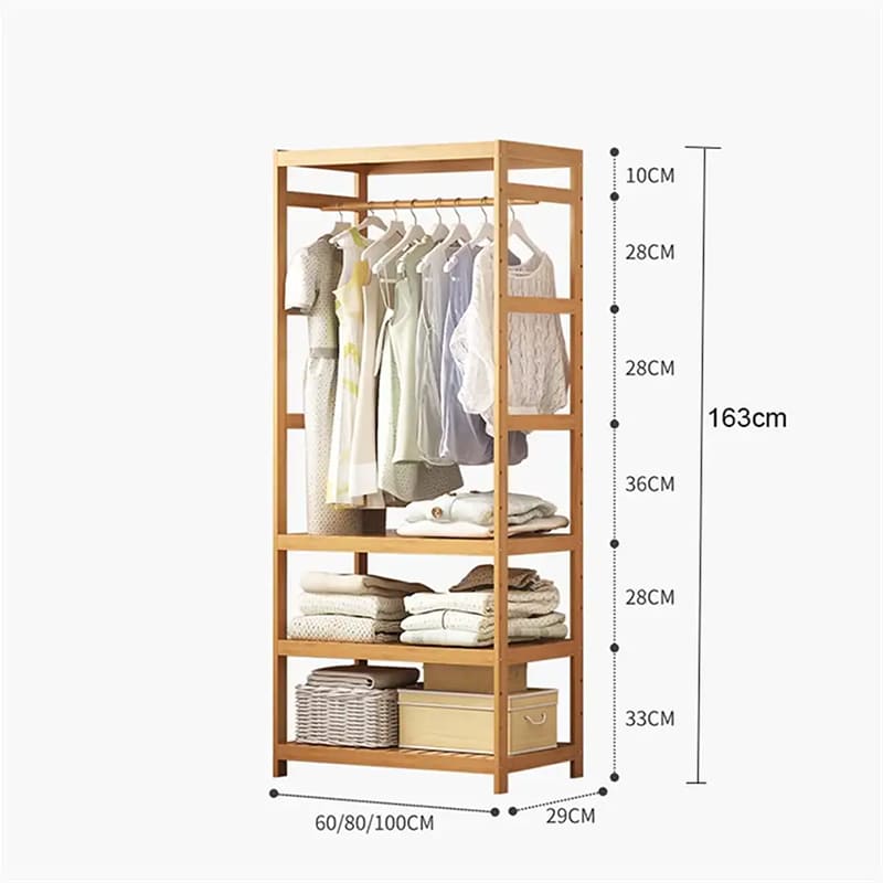 Három rétegű tároló állvány szilárd kidobó fogas ruházat kijelző bambusz állvány