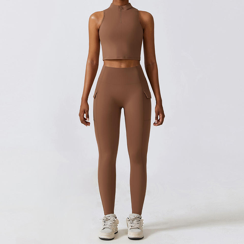 SC1069 jóganadrágnyújtási lábbeli sportkészlet jóga öltöny tartály teteje ésnadrágja tornatermi ruházat zip felső jógakészlet aktív kopás