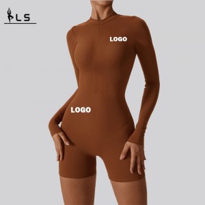 Sc10610 tornaterem ruházat zip top jógakészlet aktív viseljen egy darab zökkenőmentesnői jógakészletek bodysuit