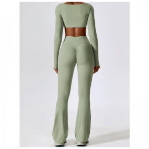 SC9272 jógakészletek fitnesznők 2023 hosszú ujjú sport melltartó tornaterem sportnadrág két darab fáklya lábbeli kopáskészlet