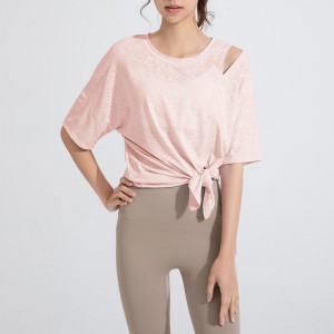 Sc10262 póló laza alkalmi fitnesz jóga rövid ujjú felső jóga pólók fitnesz futó kereknyakú pólók