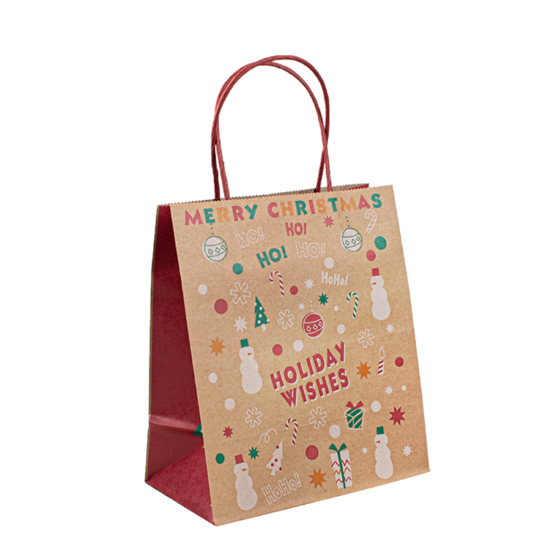 Egyedi környezetbarát barna ajándék bevásárlás elviteli papír Kraft csomagoló táskák saját logóval Bolsas De Papel Kraft táska