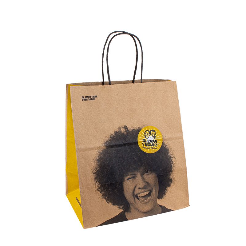 Kraft papír bevásárló táska ételcsomagolás egyedi papírzacskók logó papírzsák fogantyúval