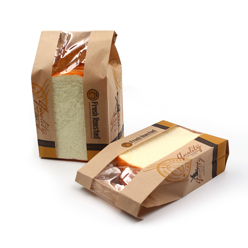Több méretű kraft papírcsomagoló táskák öko -barát biológiailag lebontható kenyér vételhez