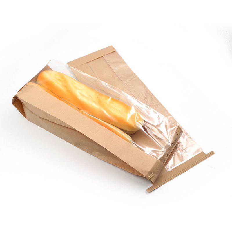 Barna/white kraft pékség táskák ablaktal, testreszabható tartós környezetbarát
