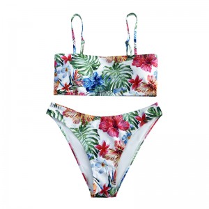 Alkalmi kényelmi kötőfékes etnikai stílusnyomtatott kétrészes fürdőruhát