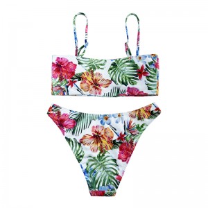 Alkalmi kényelmi kötőfékes etnikai stílusnyomtatott kétrészes fürdőruhát