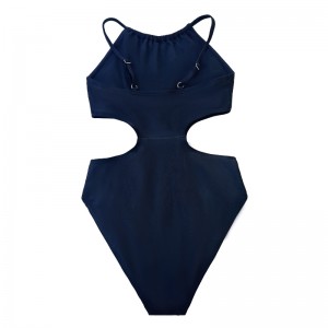 Egységes színű üreges derék szexi karcsú fodros, kényelmes egyrészes fürdőruhát