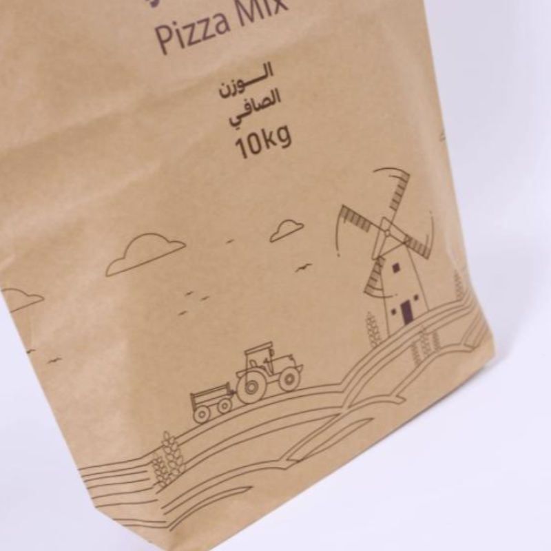 Eco -barát 2 kg 25 kg 30 kg egyedi kukorica kenyérliszt -csomagoló táska papírzacskók saját logóval újrahasznosítható