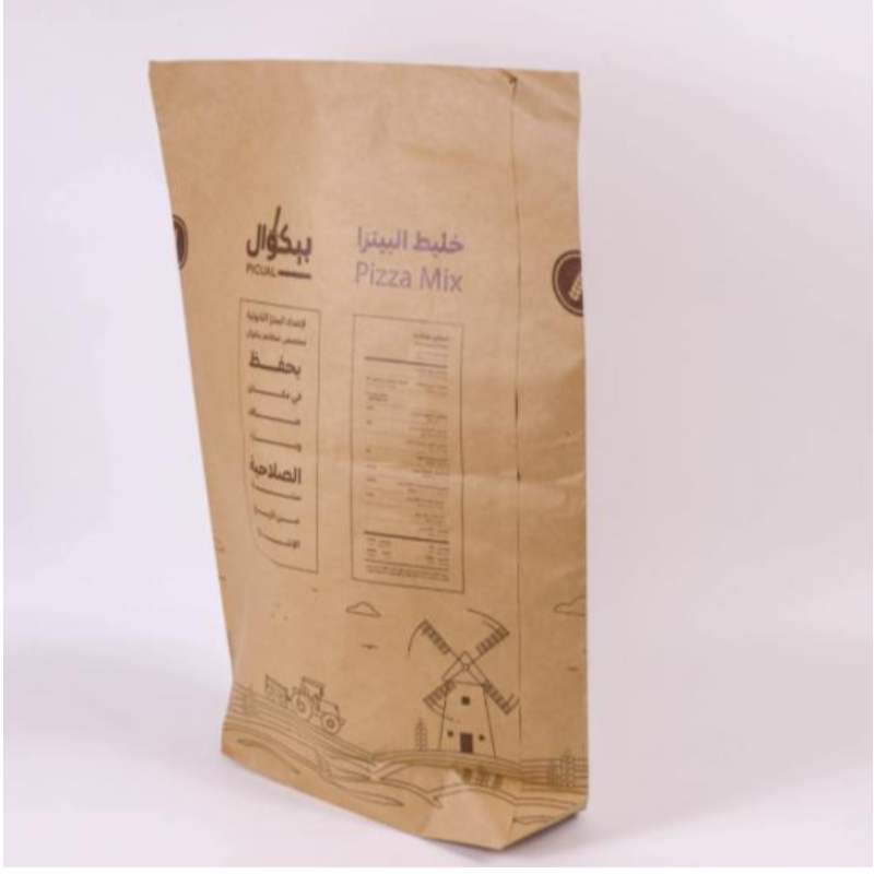 Eco -barát 2 kg 25 kg 30 kg egyedi kukorica kenyérliszt -csomagoló táska papírzacskók saját logóval újrahasznosítható