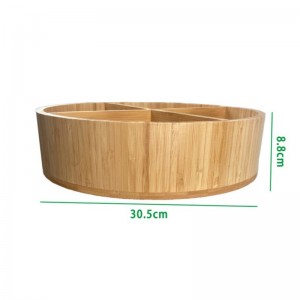 Bambusz forgó tálca, tároló tálca