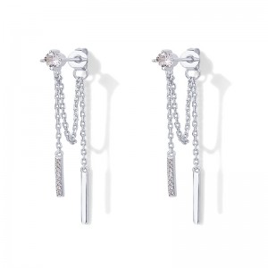 Hongde 18K aranyozott 925 sterlingezüst lógó lánccsavarok cirkónia golyós befűző fülbevalók