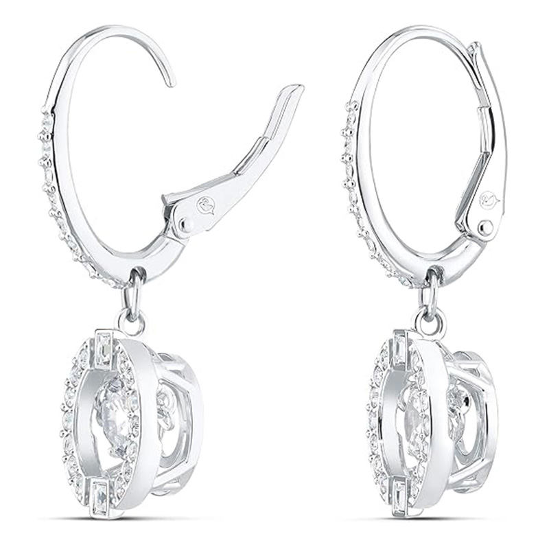 Crystal Dance ezüst karika fülbevaló SWAROVSKI csillogó táncnyaklánc és fülbevaló ékszer kollekció, ródium bevonat, kék kristályok, tiszta kristályok