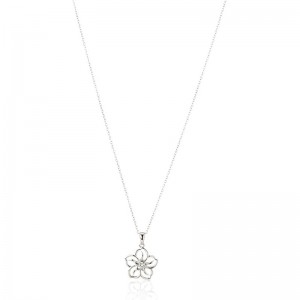 Finom virágos medálnyaklánc, eredeti vagy kreált drágakőből készült Birthstone virágos medálnyaklánc ezüst lánccal, 18