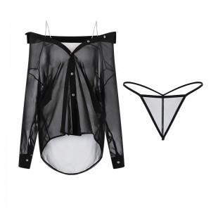 Új stílusú plusz-Méret szexi fehérnemű. Tiszta és csábító látás-A sifon csúszós ruhán keresztül mély V-nyak, alacsony-Vágja le a tervezést és a harisnyatartókat, az egységes Set2622 ár része:$108.99