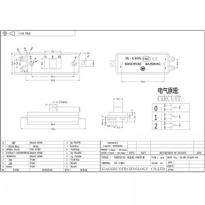 Slide kapcsoló SS1305, hajszárító, elektromos takaró, autó elektromos kapcsoló,nagy áramú kapcsolók Slide kapcsoló