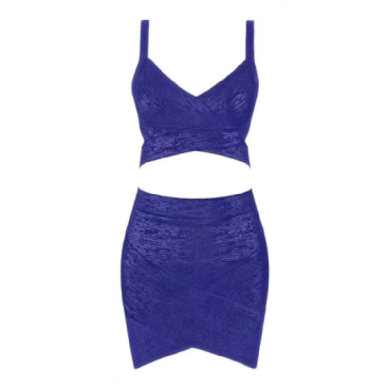 Nyári aranynyomtatott kötött camisole, csípőcsomagoló szoknya készlet