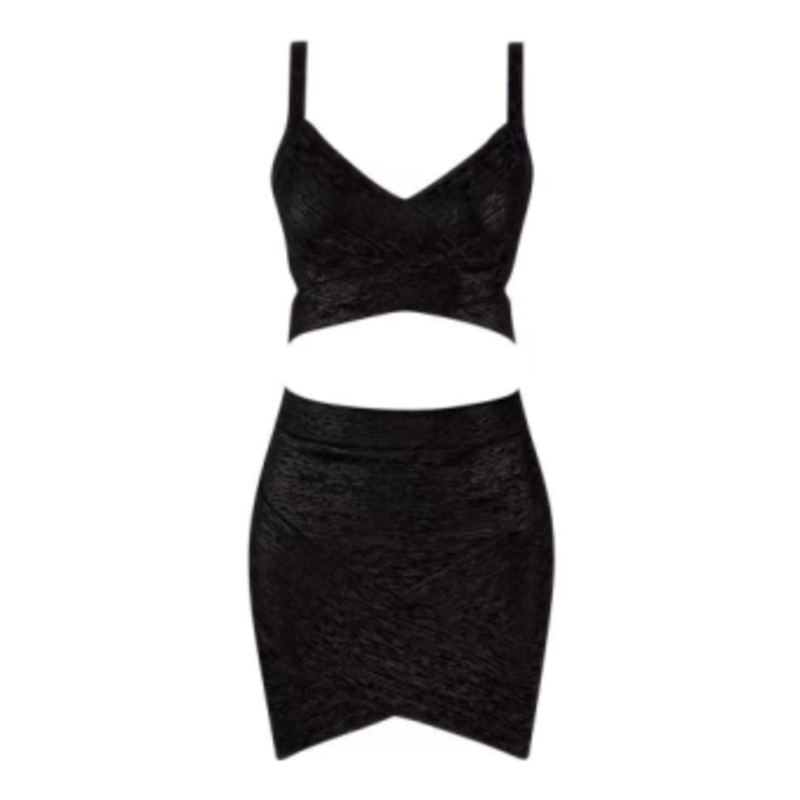 Nyári aranynyomtatott kötött camisole, csípőcsomagoló szoknya készlet