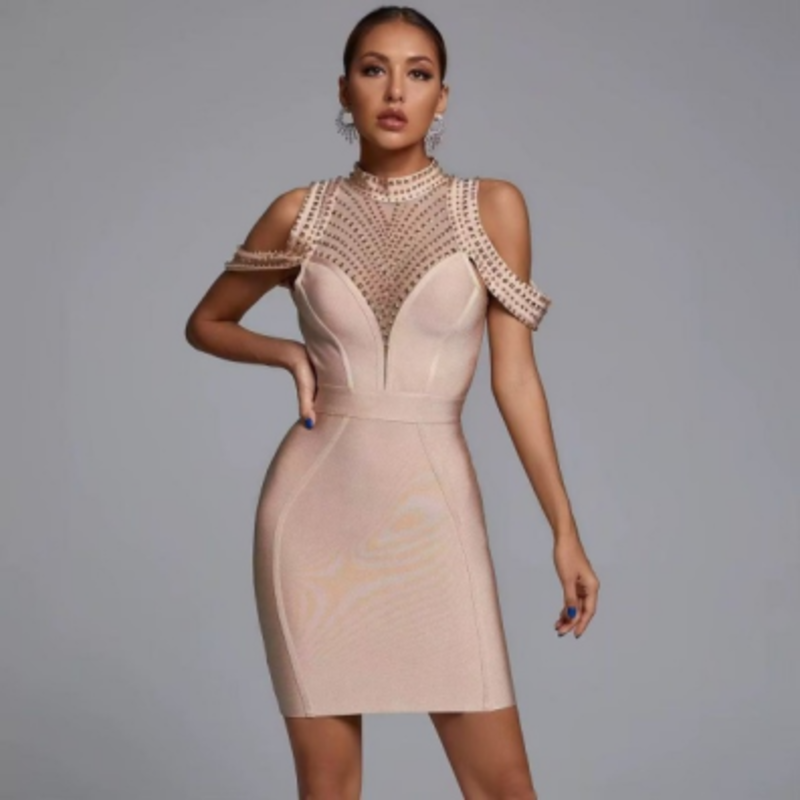 Nyári kötött kötszer spagetti csíkok, fúró darab vállnélküli bodycon ruhák