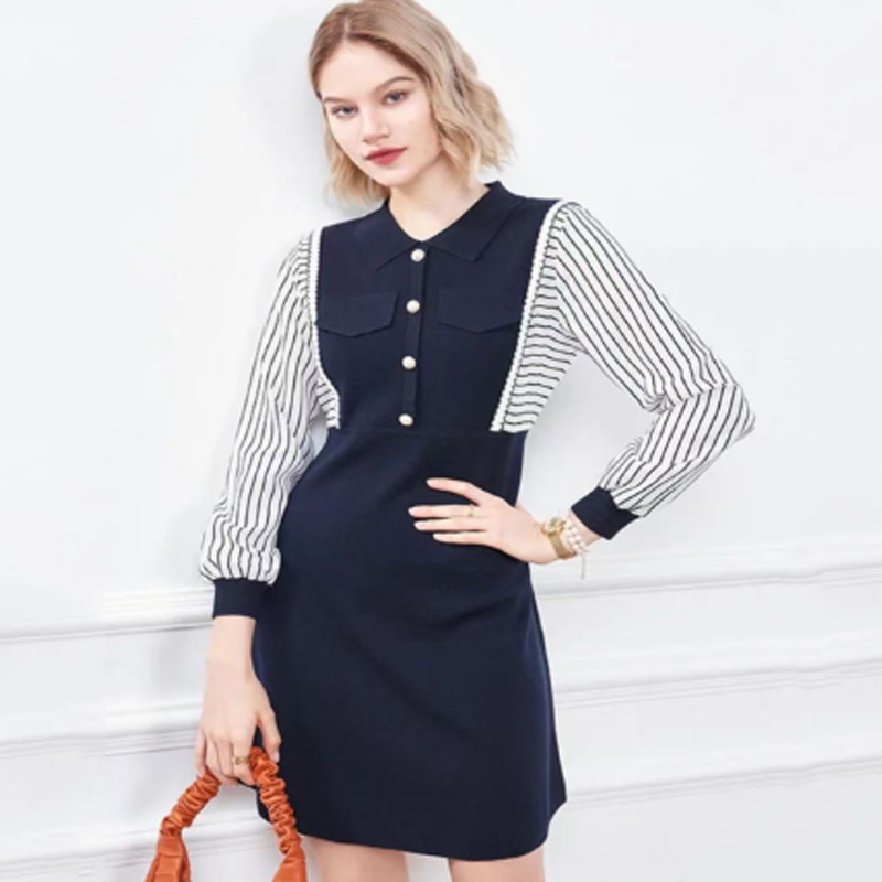 Korai őszi kicsi fordított gallér kötött fél kardigán