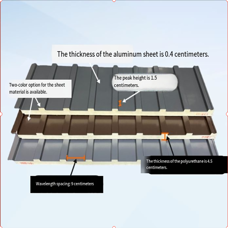 Alumínium panelek anagy fal tetejéhez-alakú kialakítás hőszigetelő tulajdonságokkal