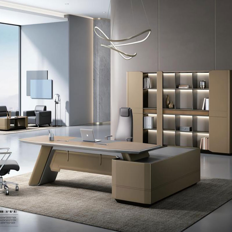 Modell DBT003 Luxus Executive Desk - Modern minimalista menedzser\\\Irodai íróasztal világítással, prémium irodai íróasztal és székkészlet, lenyűgöző elnök\\\íróasztala
